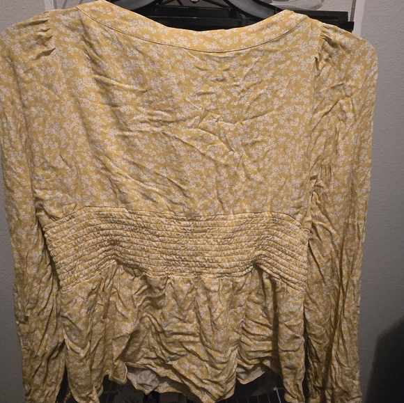 Women's American Eagle Yellow Ring Front Babydoll Top (Size XL) - Picture 3 of 5